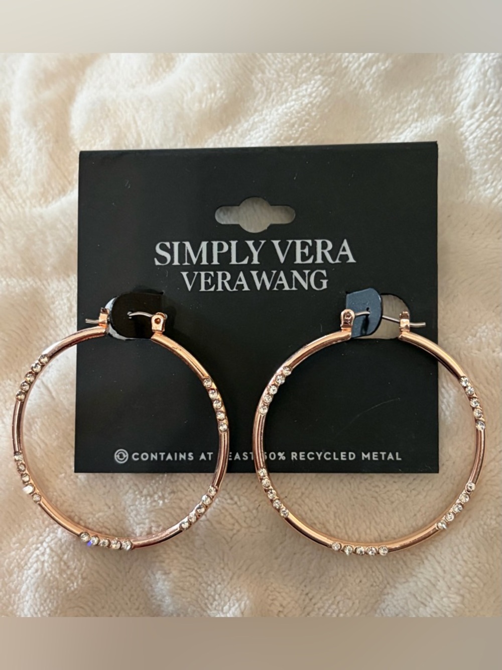 3/$30✨Simply Vera Vera Wang Rose Gold & Crystal Hoops | 1.5”